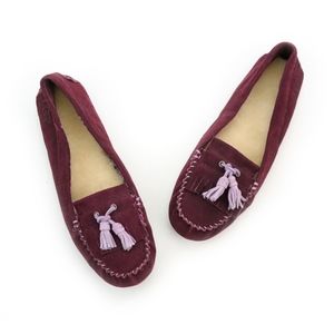 UGG Lizzy Suede Fringe Tassel Sheepskin Moccasins